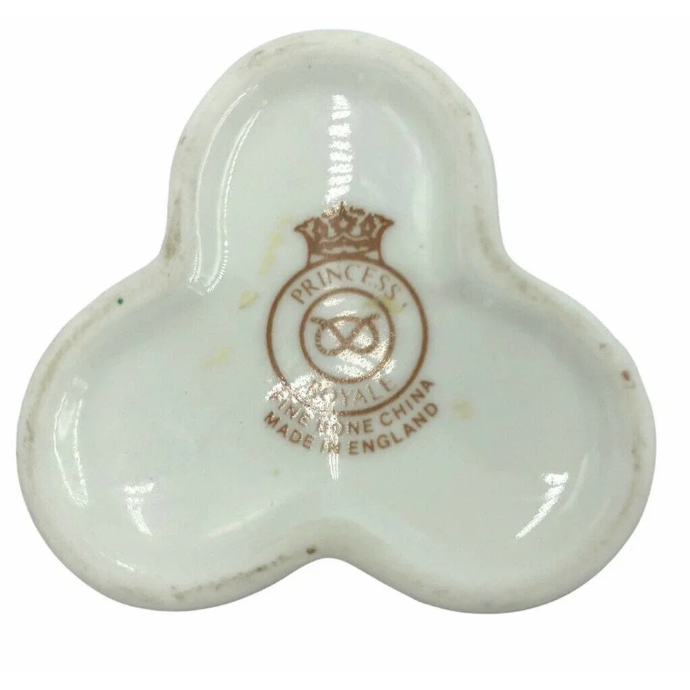Princess Royale Fine Bone China England Cloverleaf Shaped Trinket Box Floral